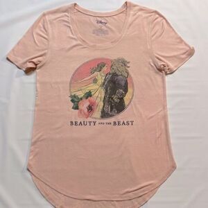 Disney Women’s Beauty And The Beast Short Sleeve Peach Tshirt Sz M